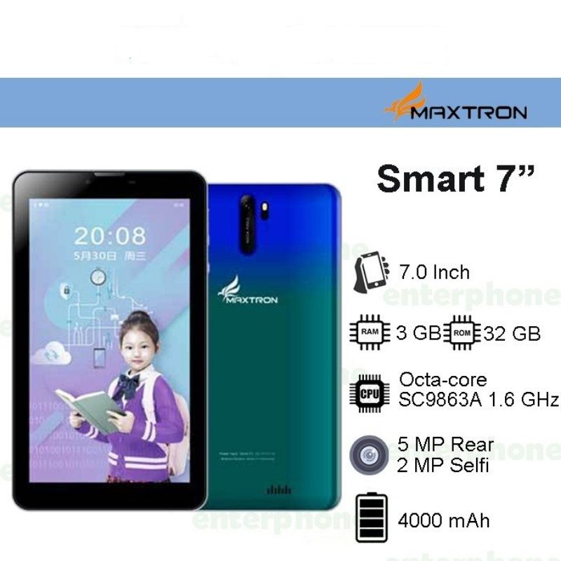 TAB TABLET MAXTRON SMART 3GB 32GB 5G WIFI 5MP REAR KAMERA SMART SIM 4G LAYAR 7 INCH RAM 3GB GENIO 8 INCH ROM 32GB 5G WIFI 8&quot; 3/32 GARANSI RESMI SETAHUN SMART