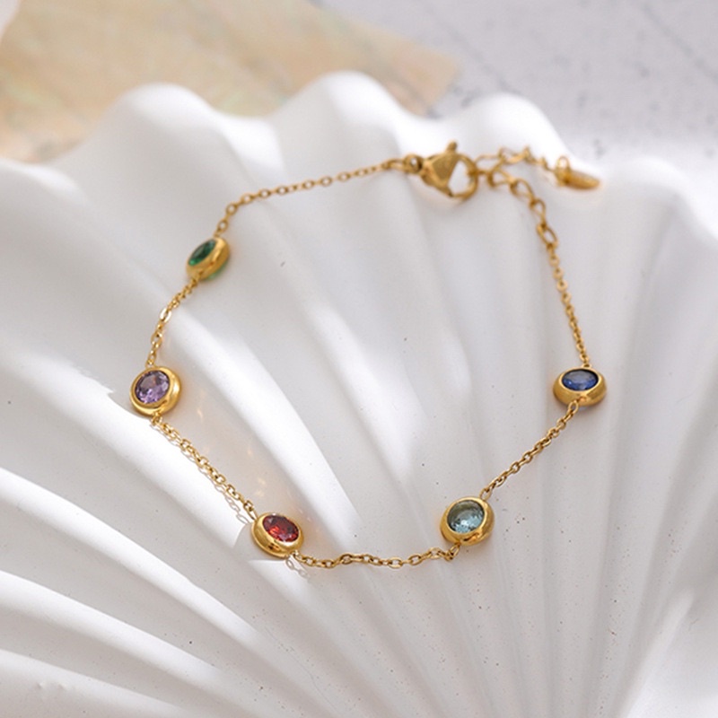 Kalung / gelang / anting zircon lima warna titanium korea anti karat