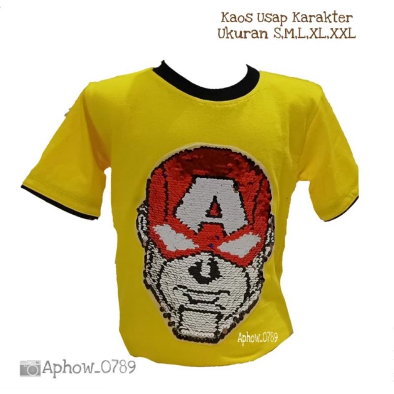 Kaos anak usap karakter Superhero usia 2-10tahun | Real pict