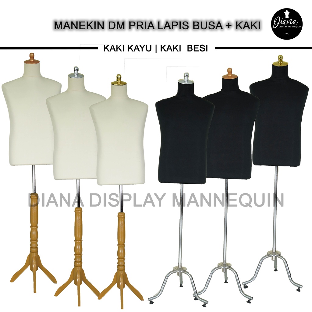 PATUNG MANEKIN DM DRESS MAKING LAPIS BUSA TEBAL PRIA DEWASA SET DENGAN KAKI KAYU KAKI BESI