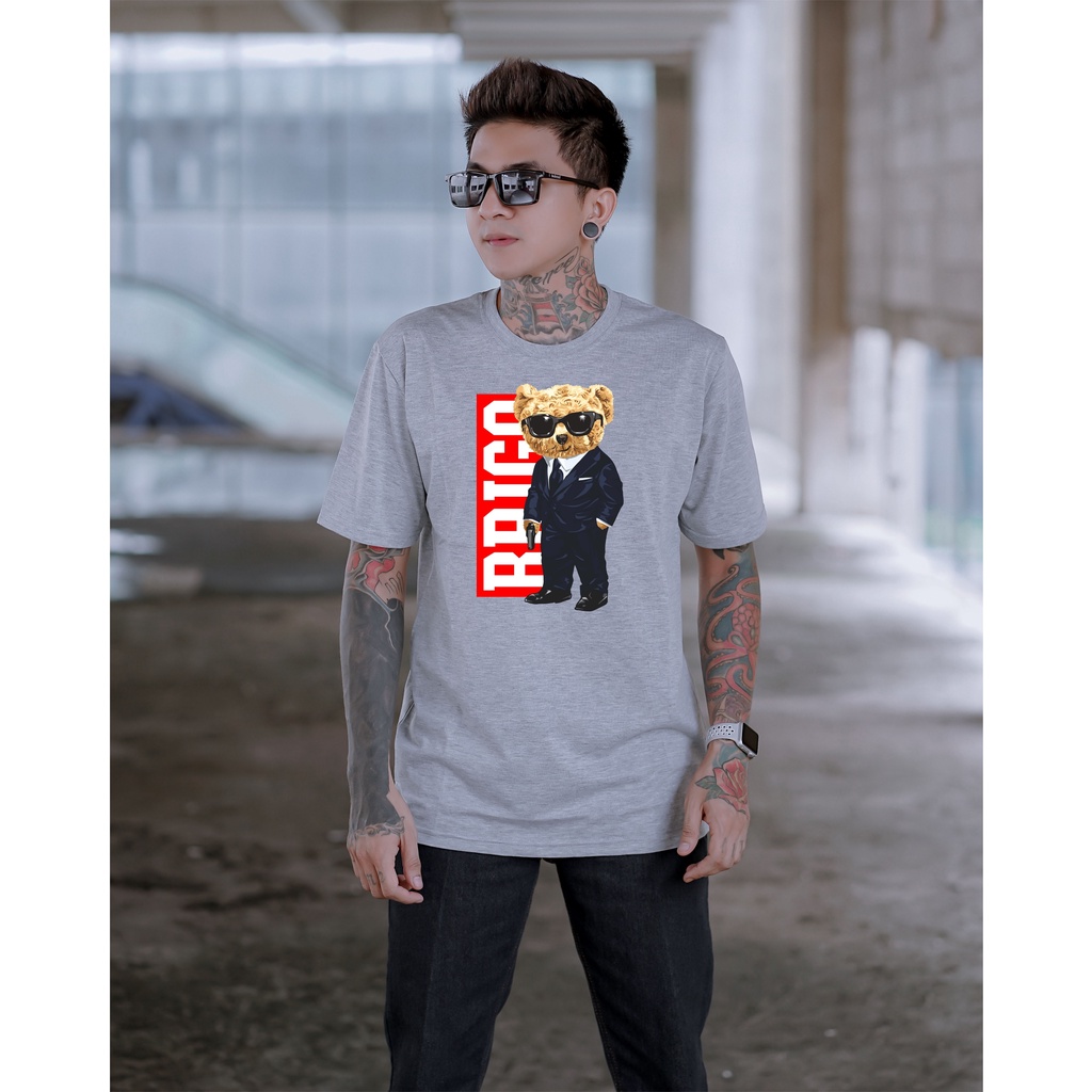 BRIGO Kaos Lengan Pendek Bear Mafia || Kaos Katun Combed M-XL || Kaos Distro BRIGO Beruang Mafia