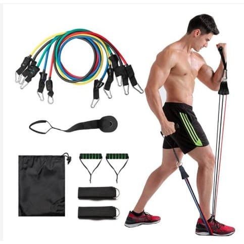Resistance Band Bands isi 11 Set Alat Fitnes Portable Workout Gym Home