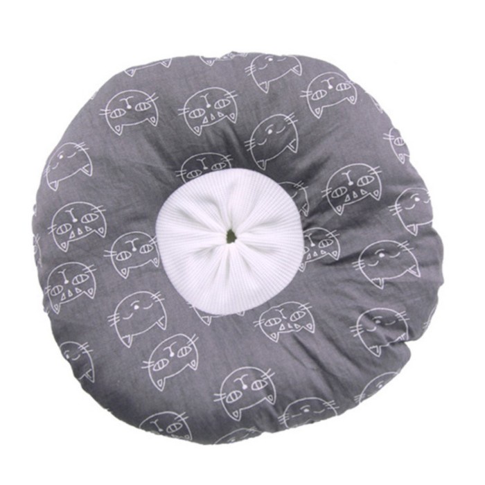 Pet Cone Bantal Donat Empuk Anjing Kucing Collar Pelindung Leher Soft - M - Grey Cat