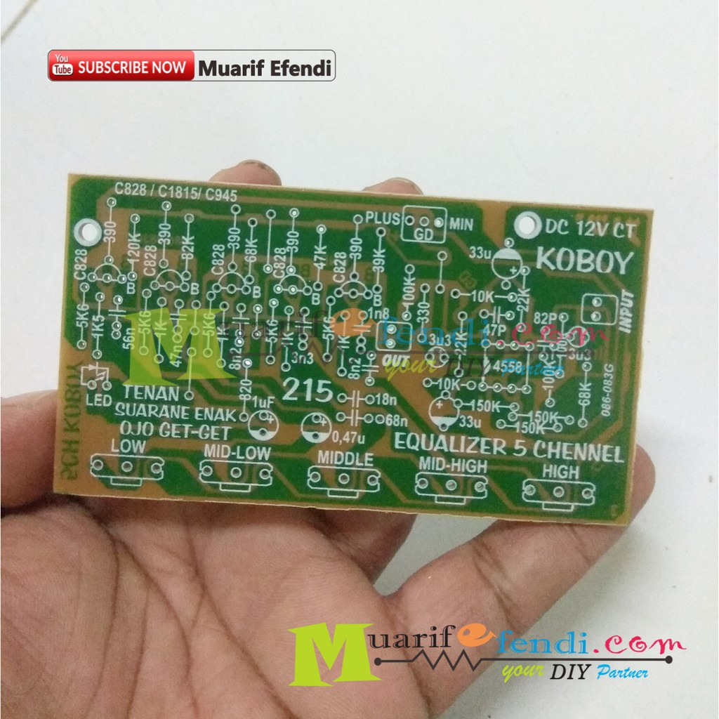 PCB Equalizer POTENSIO Mono 5 Channel Transistor KOBOY 215M