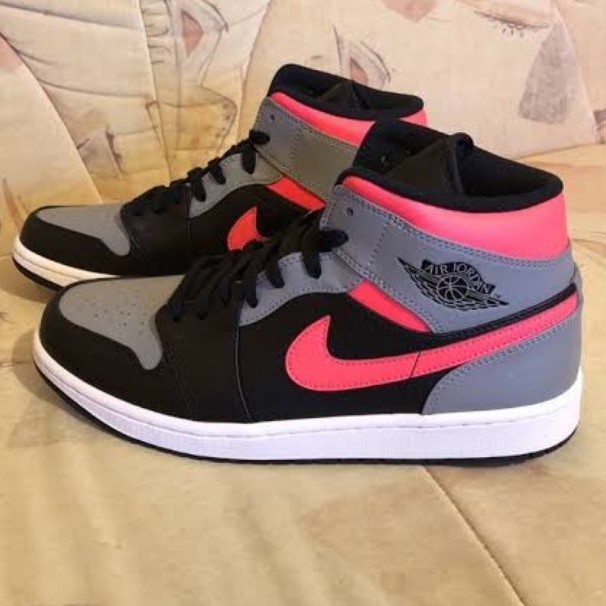 Sepatu Nike Air Jordan 1 Mid Shadow Pink Grey White Abu Putih Premium