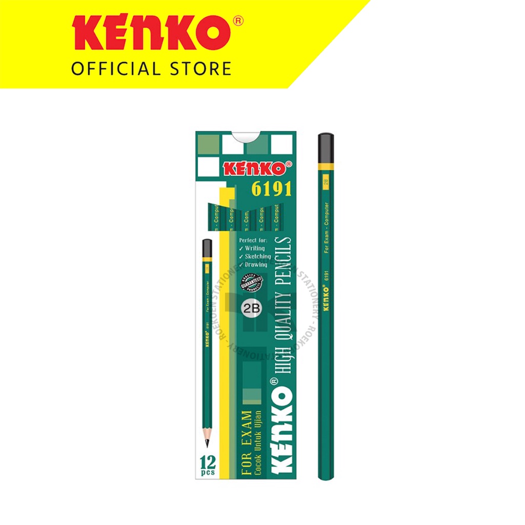 

Kenko Hexagonal Pensil 2B Polos 6191 Hijau Ujung Hitam