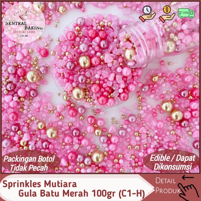 

Sprinkle Kue Mutiara Gula Batu Pink 100gr (C1-H) / Springkel Springkle