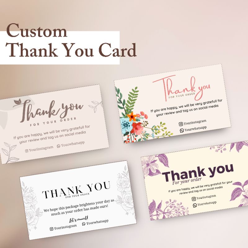 

Thank You Card Flower, Custom Thank You Card, Ucapan Terimakasih Olshop