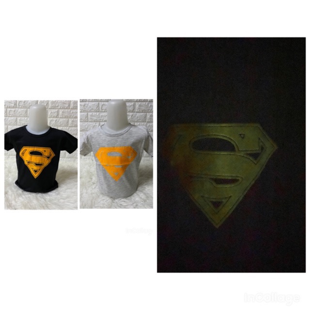 Kaos anak2 (SUPERMAN)  1-9 tahun glow in the dark