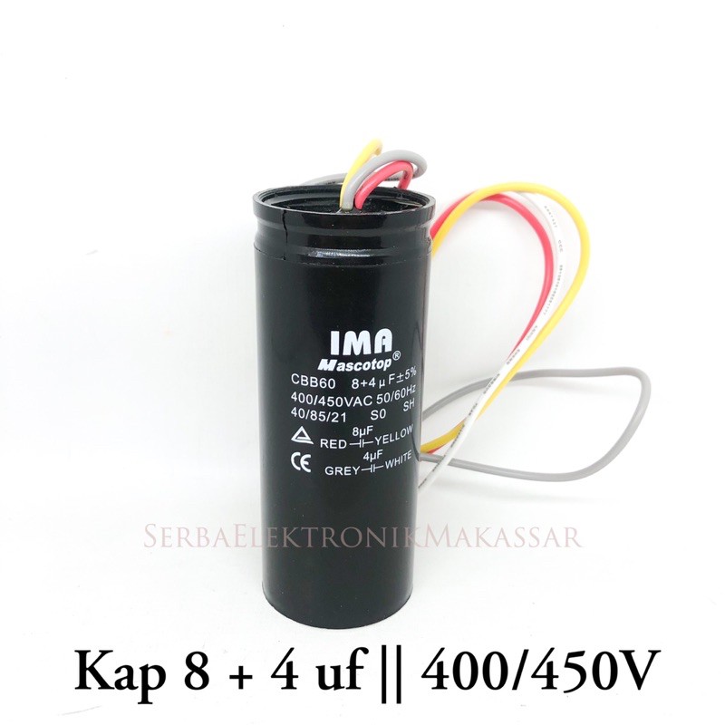 Kapasitor Capasitor Mesin Cuci Ganda IMA MASCOTOP 8+4uf 400/450V