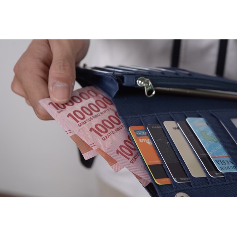Daylan Dark Blue - Dompet lipat panjang pria dompet kartu cowok donpet laki laki Dinamican Supply