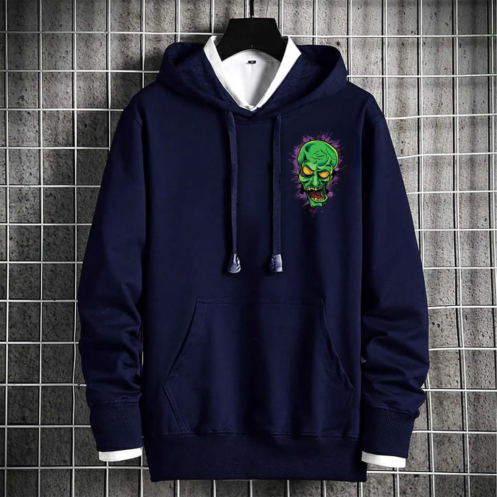 Baju Outerwear Sweater Hoodie Green Zombie Lengan Panjang Pria