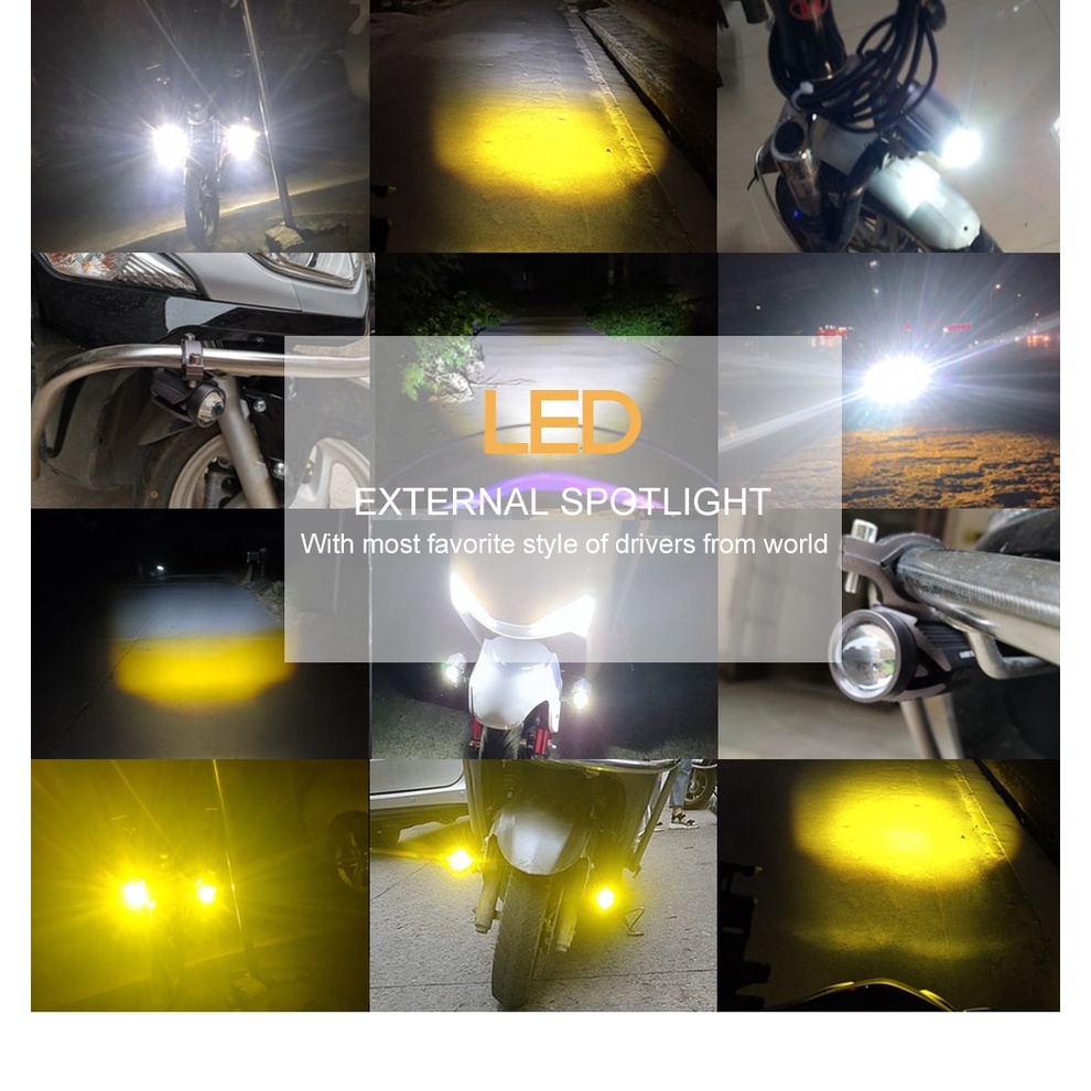 Lampu Depan LED Super Terang Dengan Lensa Proyektor Mini Untuk Motor / Mobil ATV