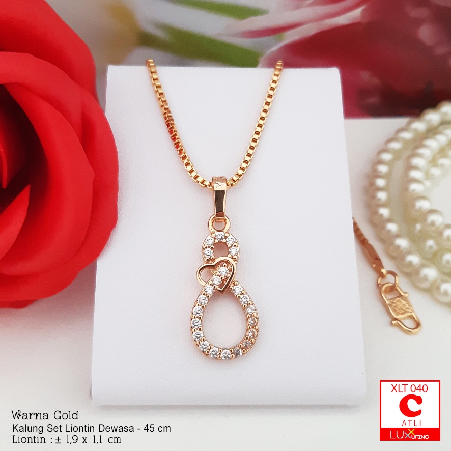 XLT 040 Kalung dan Liontin Set Mata Sirkon Perhiasan Lapis Emas 18K Kalung Xuping Merk Yaxiya Gold Luxx Xuping