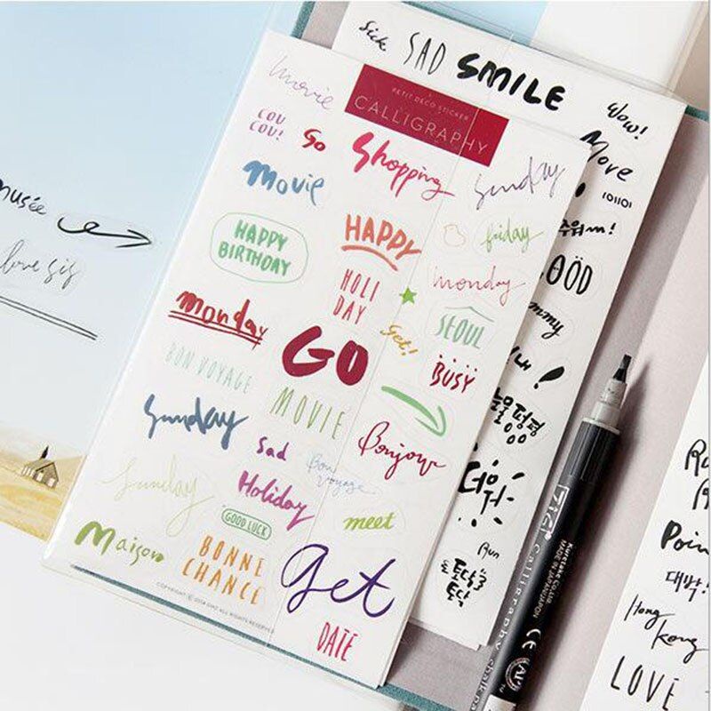 

Sticker waterproof caligraphy kata inggris DIY bujo scrapbook jurnal diary