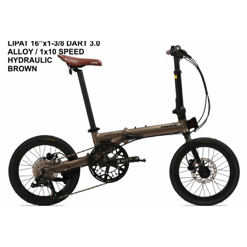 Sepeda Lipat 16 inch Pacific Dart 3.0 Frame Alloy 10 Speed Hidrolik Double Disc