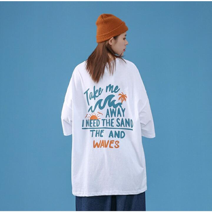 Baju Atasan / T-Shirt Oversize Unisex Take Me Away Bahan Katun Premium Impor (A089-AA18)