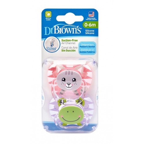 DR BROWNS Pacifier Printed Animal Girl 0-6  6-12 m Dr Brown dr brown’s