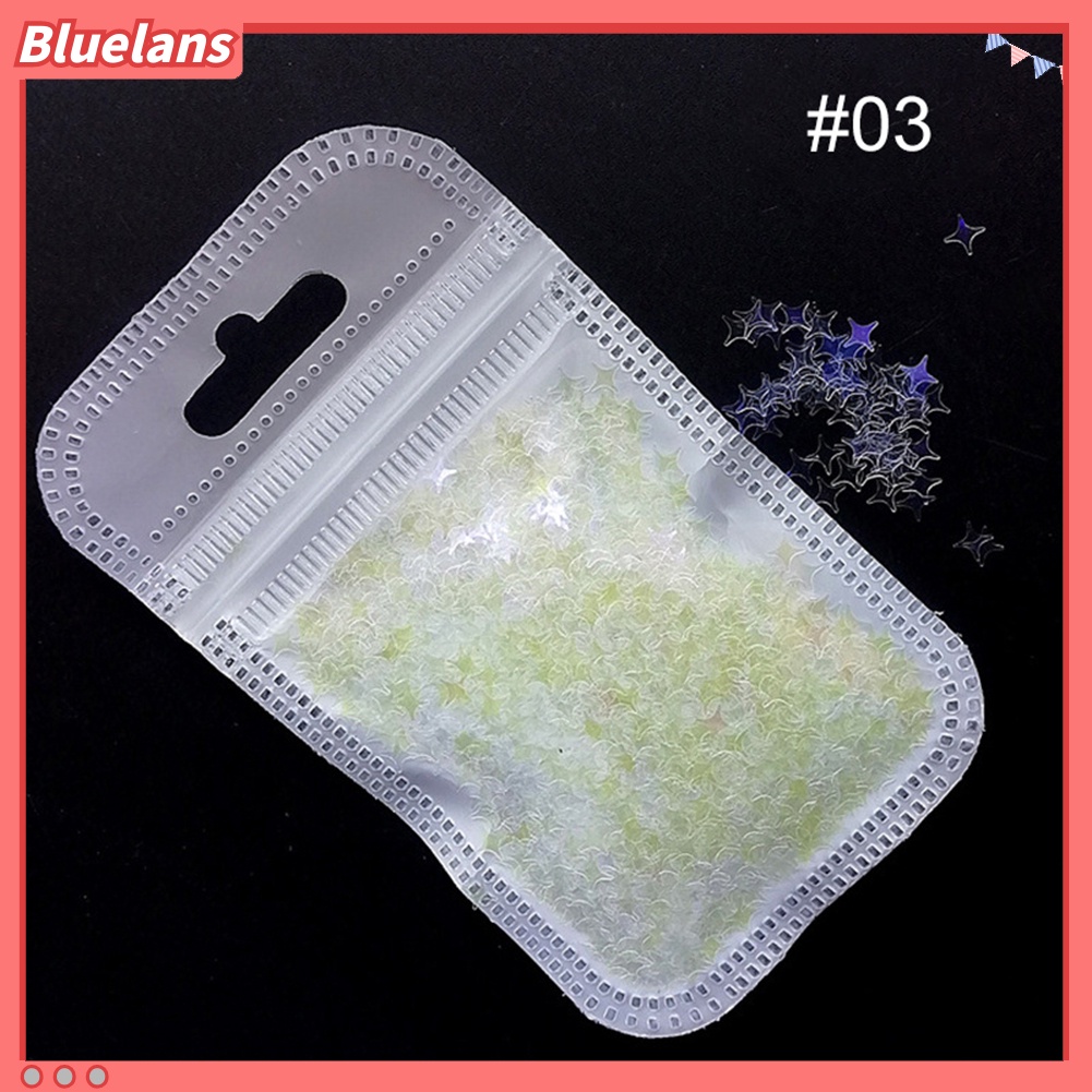 Bluelans Payet Glitter Bentuk Salib / Bintang / Kepingan Salju Untuk Dekorasi Nail Art 3D
