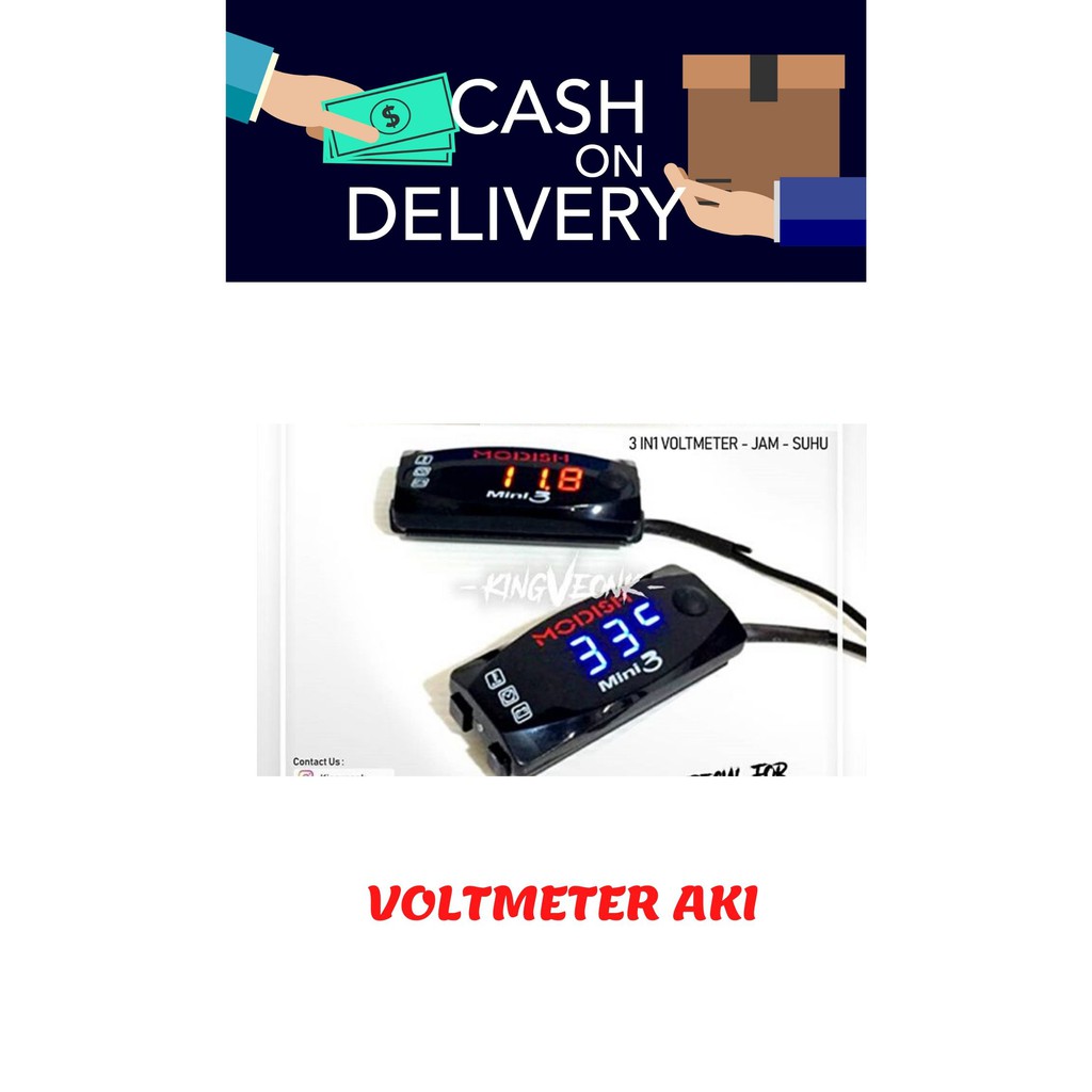 VOLT METER AKI JAM DAN UKUR SUHU 3 FUNGSI VOLTMETER DIGITAL