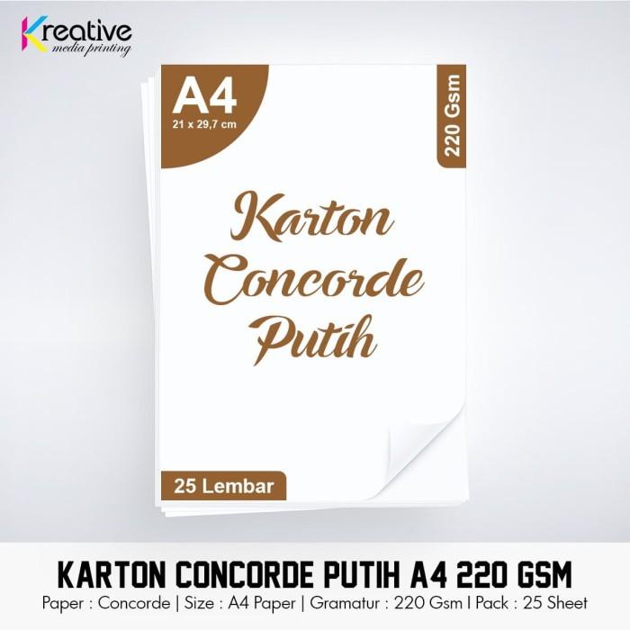 

Kertas Karton Concorde Putih (A4 / 220 Gsm / 1 Pack = 25 Lbr)