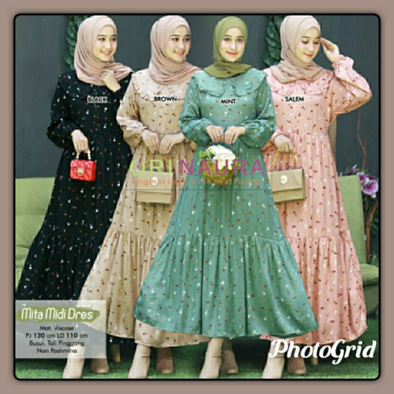 mita midi dress by ori naura gamis rayon busui