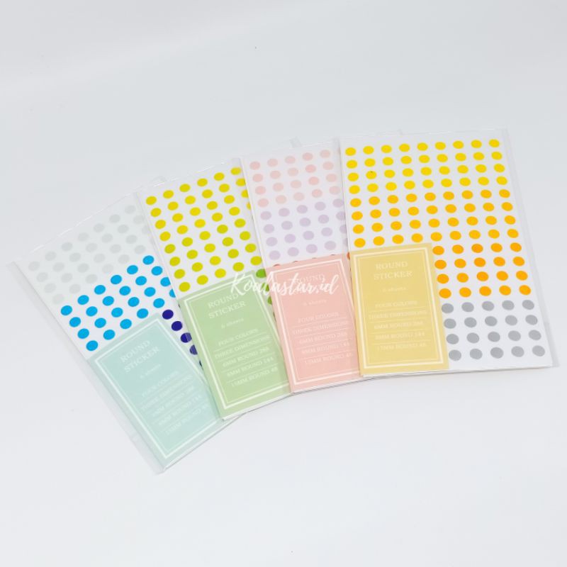 

6 Lembar / Set Decorative Sticker Round Polkadot Scrapbook Journal Diary Bujo