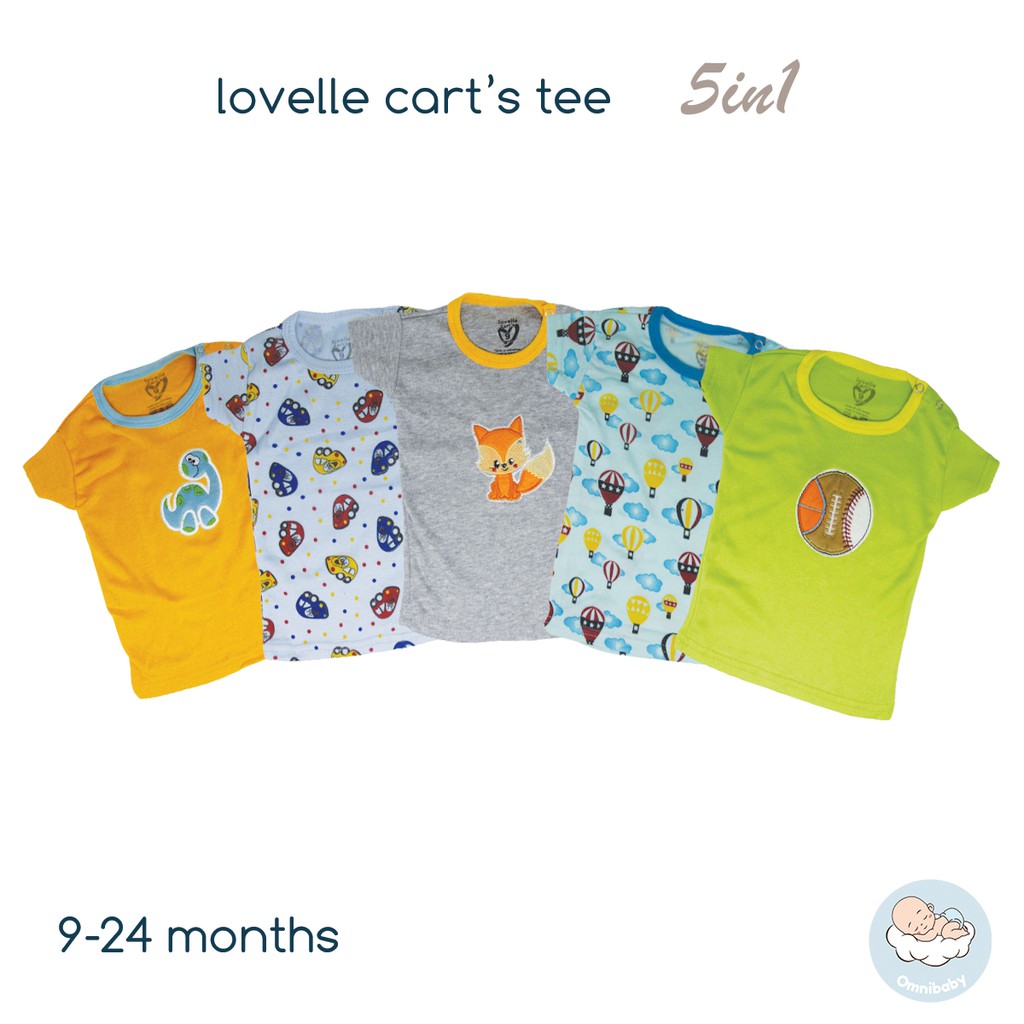 Lovelle cart's kaos lengan pendek bayi laki-laki/bayi perempuan 5in1 (SNI)