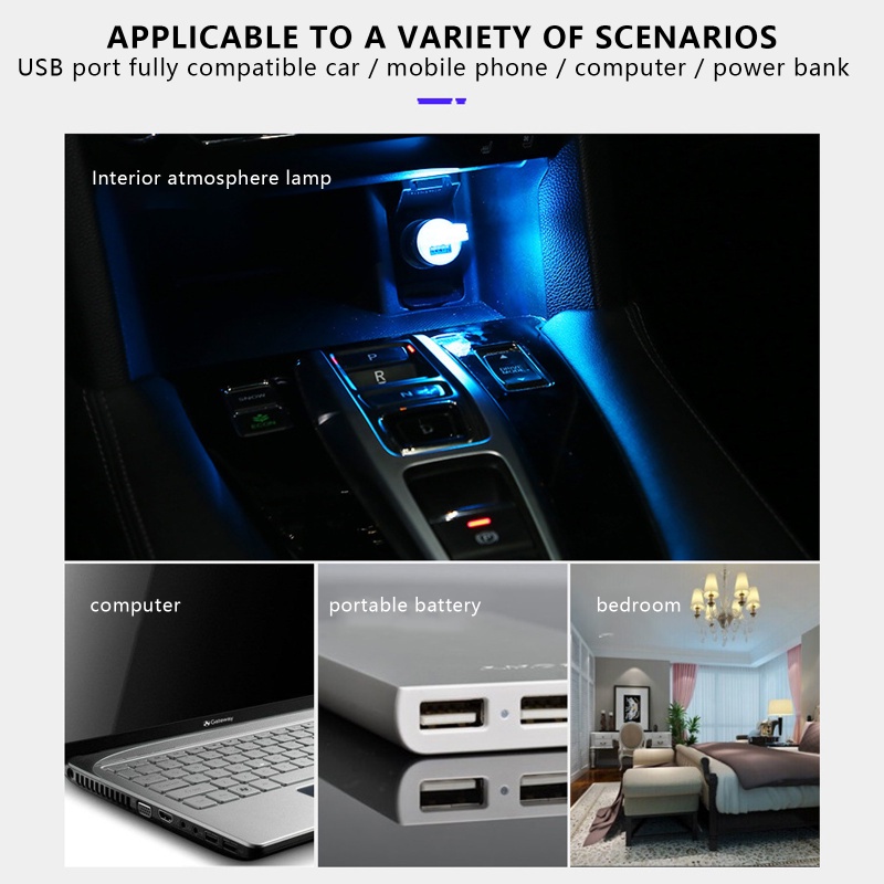 Lampu Malam LED USB Mini Portable Warna-Warni Dengan Sensor Sentuh Untuk Dekorasi Interior Mobil