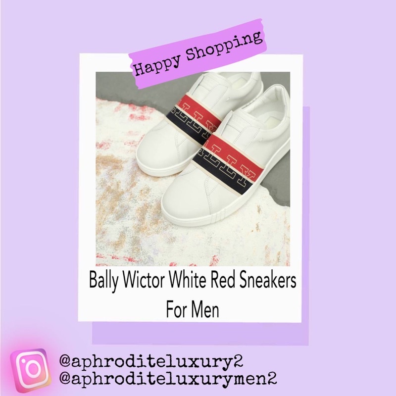 SUPER SALE   Bally wictor white/red sneakers for men