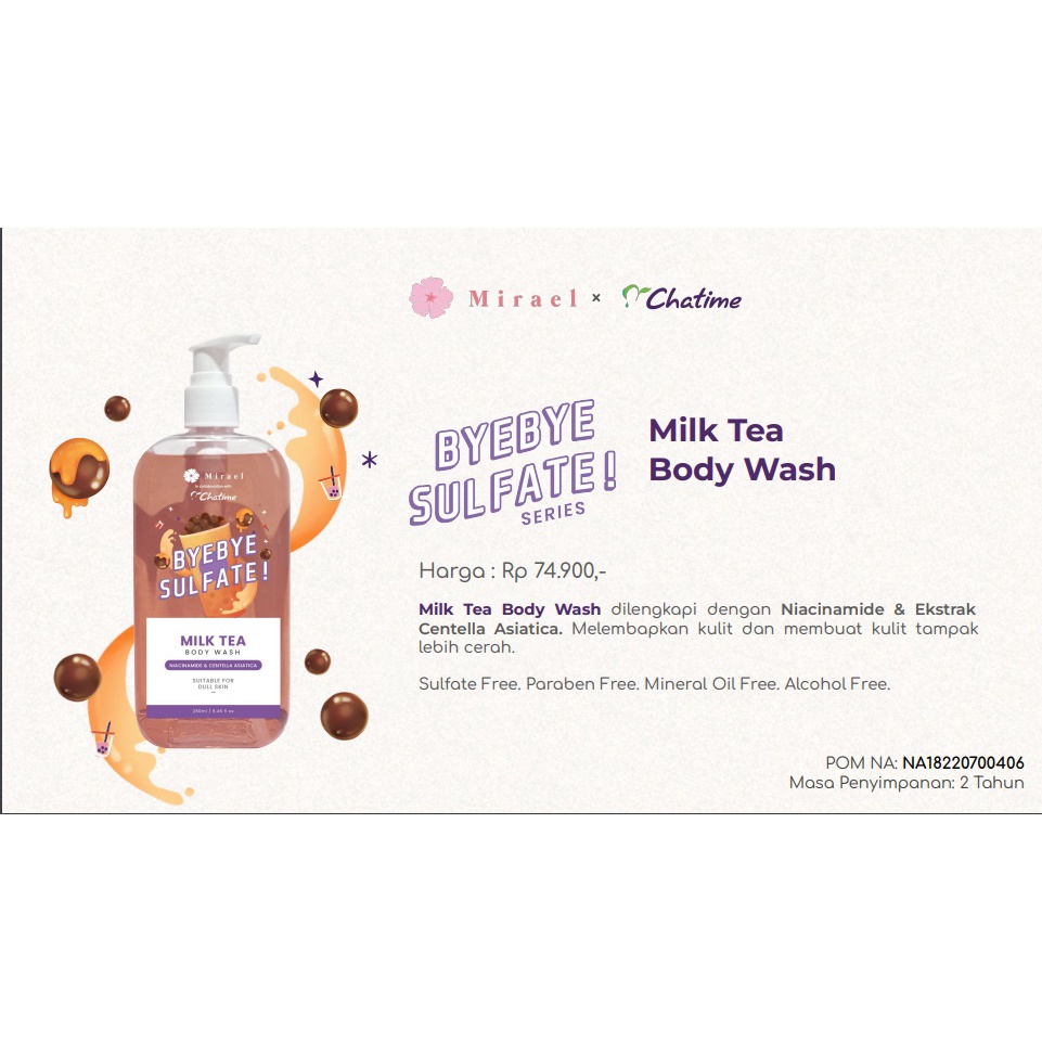 MIRAEL BODY WASH BYE BYE SULFATE [ROSE TEA | MILK TEA | ORANGE TEA]