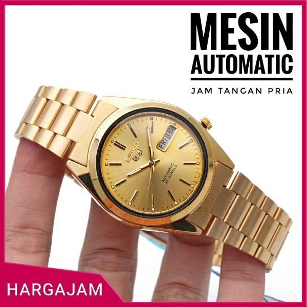 Jam Automatic Seiko Series 5 S706076 Gold Chain | Gold Dial (hargajam harga jam matic otomatis)
