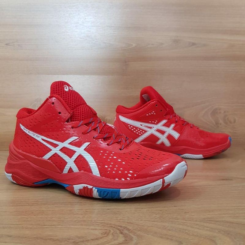 Sepatu volly Asics sky Elite FF Mid red white impor terbaru