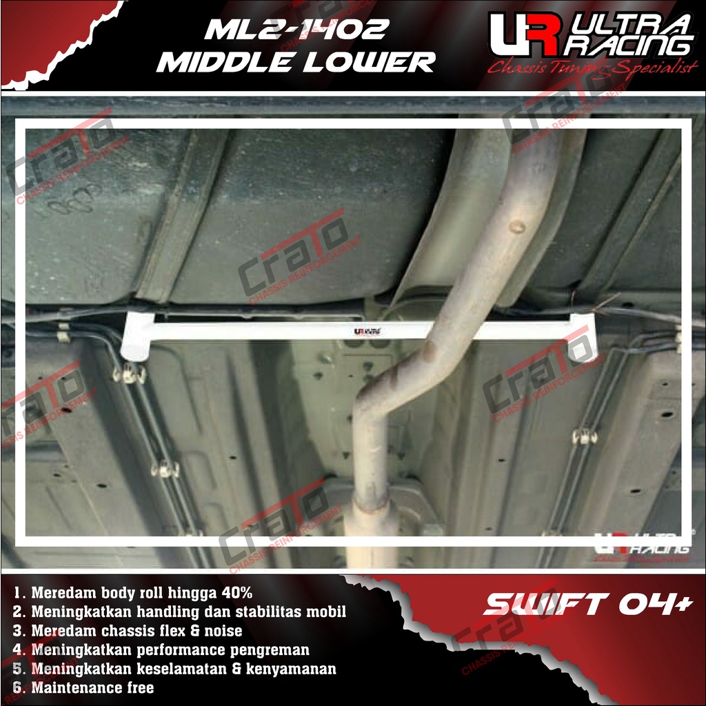 Aksesoris Stabiliser ULTRA RACING Safety Bar - Middle Lower Bar 2 Points - Suzuki Swift 04+ - ML2-14