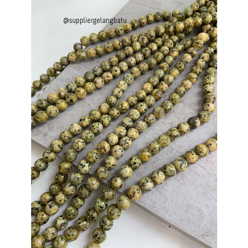 batu 10mm YELLOW RHODONITE CHALCEDONY akik kuning bacan aksesoris bahan kalung gelang kerajinan tangan craft manik