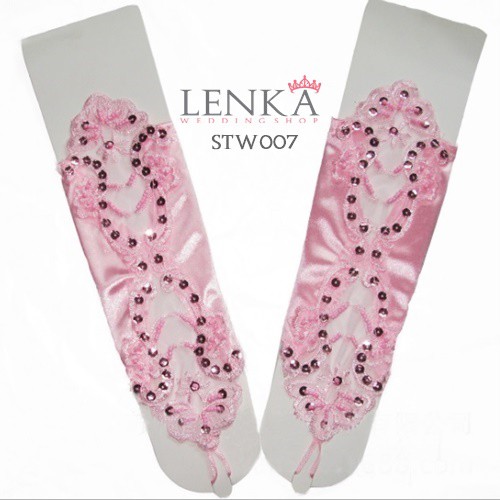 [READY STOCK] AKSESORIS PERNIKAHAN SARUNG TANGAN BROKAT PINK WANITA STW007