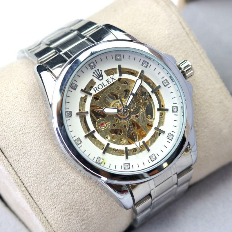 ROLEX AUTOMATIC | Bayar di tempat | COD | Logo Bawah | Jam Pria Skeleton Otomatis Matic Transparan