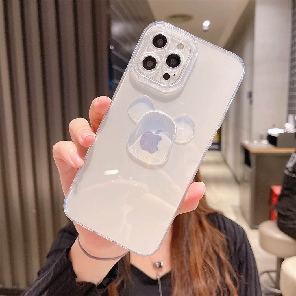 Soft case Transparan Motif Beruang Untuk iphone 11 13 12 pro max Xs max XR 7 8 plus se2020