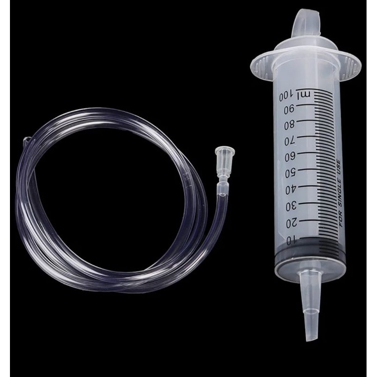 suntikan plastik 100-120ml plus selang 1m spet loloh hewan peliharaan kucing burung Lovebird kakak t