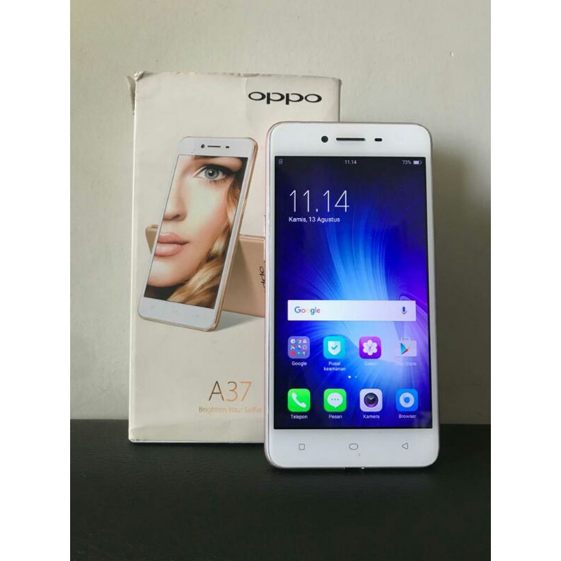 Jual HP Handphone Second Seken Oppo A37 Ram 2/16gb Fullset No HF Siap Pakai