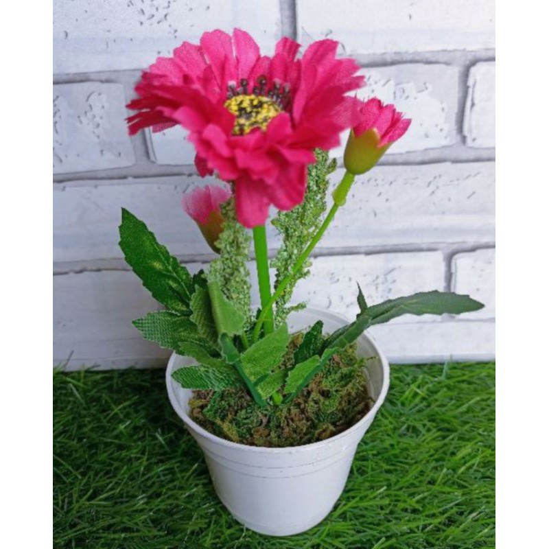 Set rangkaian bunga artifisial murah bunga plastik 10 ribu-Aster pink