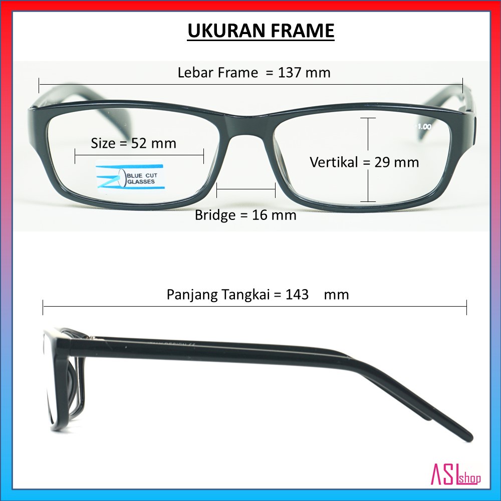 FRAME KACAMATA KHUSUS BACA (3022 BC) LENSA BLUERAY/BLUECUT