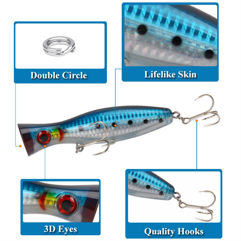 Shengyao 1Pcs Big Popper Umpan Pancing 12.5cm 40g Swimbait Fishing Lure Ikan Bass Bait Kail Floating Tackle