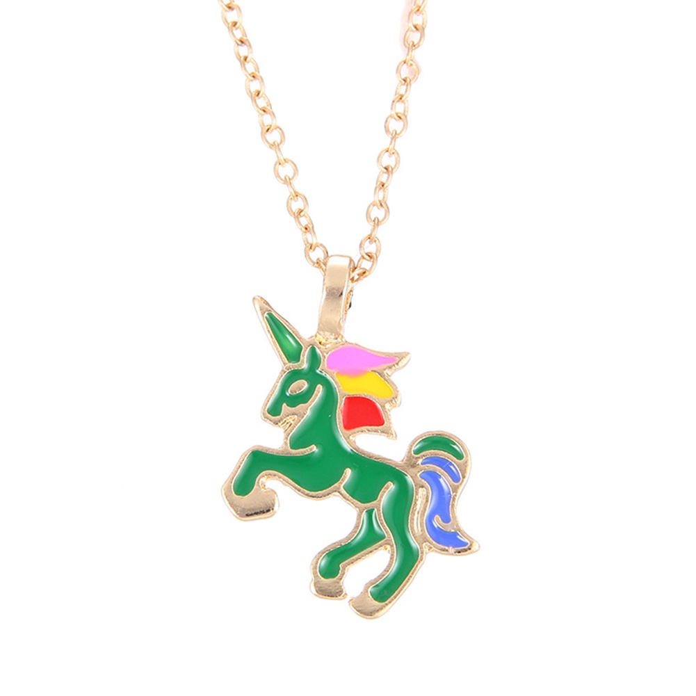 Hu Hu Hu Hu Hu Alat Bantu Pasang Kacamata♡ Kalung Rantai Liontin Unicorn Bahan Alloy Untuk Wanita