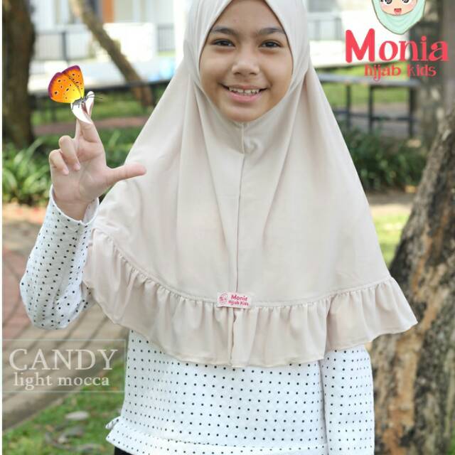 Monia Hijab Kids Jilbab Candy warna Light Mocca Kerudung Anak 3-6 tahun ke atas size M Terlaris