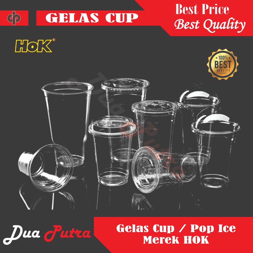 Gelas Cup Datar / Gelas Plastik / Gelas Pop Ice 10oz 12oz 14oz 16oz HOK