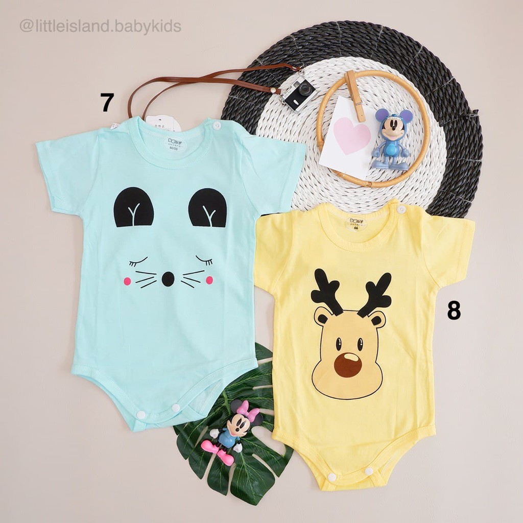 LID9103 - Jumper / Romper / Jumpsuit Anak Bayi / Balita Karakter Lucu dgn kancing pundak bahan katun