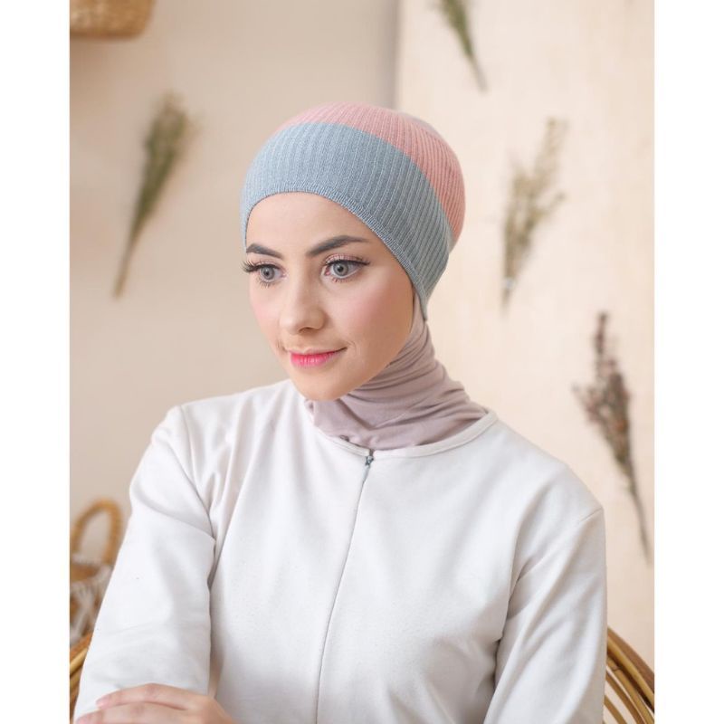 CIPUT RAJUT INNER HIJAB DALEMAN JILBAB TWO TONE DUA WARNA RAJUT PREMIUM IMPOR