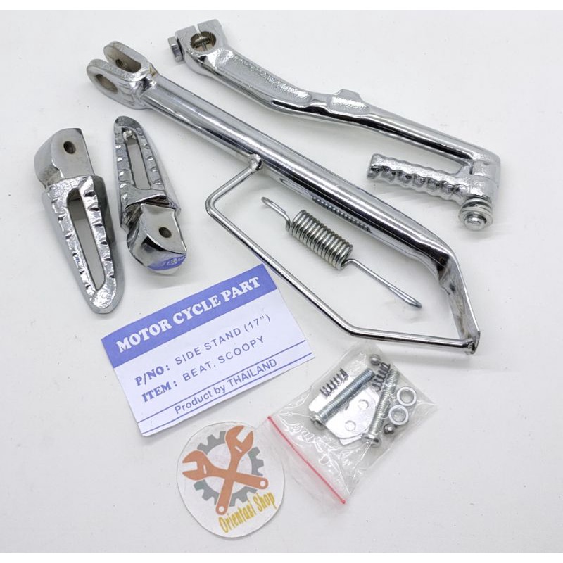 Standar Samping ring 17 chrome +selahan chrome +FootStep chrome Honda Beat Scoopy Vario 150 new