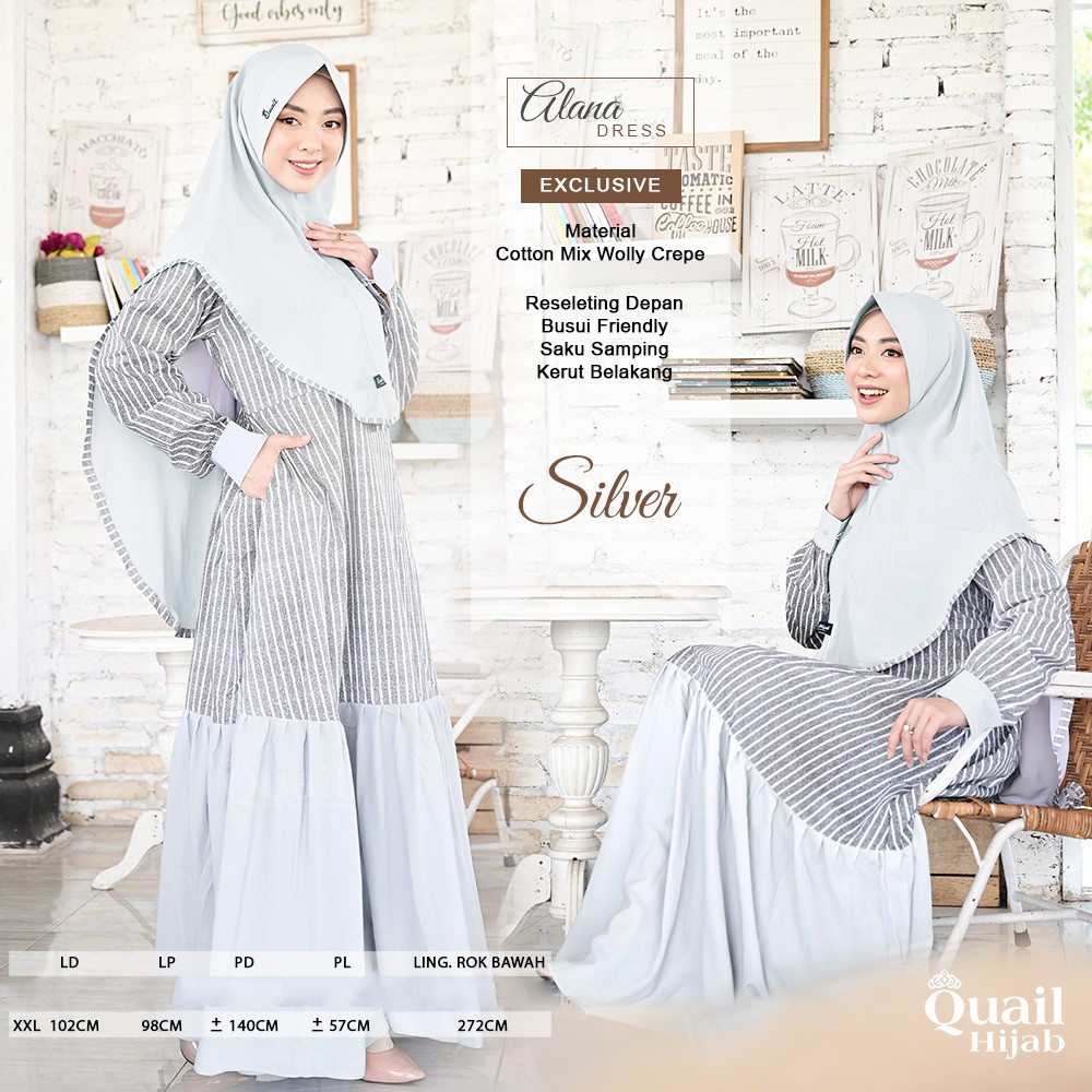Quail Hijab - ALANA EXCLUSIVE DRESS ORI QUAIL | SET BAJU MUSLIM QUAIL BAHAN NYAMAN PREMIUM | ORIGINA